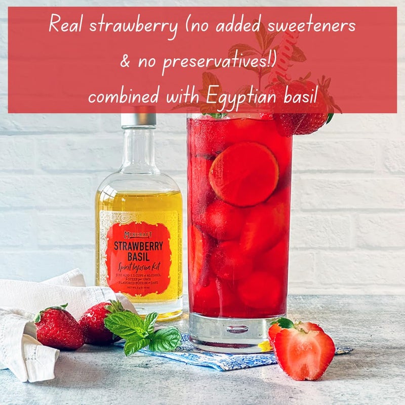MixCraft Spirit Infusion Kit - Premium Craft Cocktail & Mocktail Mixer, Glass Bottle, Collapsible Funnel, Flavor Pouch & Recipe, Strawberry Basil - Image 3